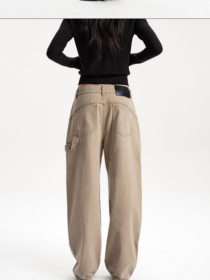 LYUOCHENG Washed Low Waist Button Cotton Women&