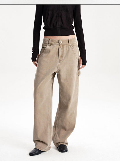LYUOCHENG Washed Low Waist Button Cotton Women&
