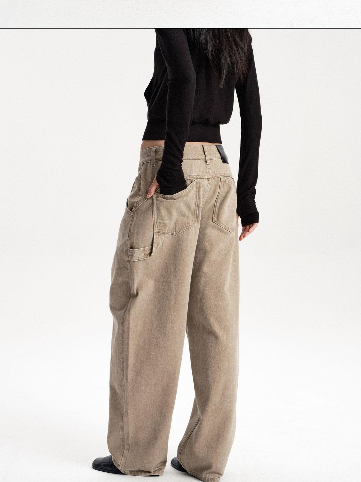LYUOCHENG Washed Low Waist Button Cotton Women&