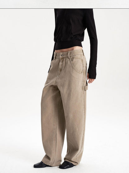 LYUOCHENG Washed Low Waist Button Cotton Women&