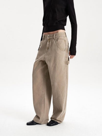 LYUOCHENG Washed Low Waist Button Cotton Women&