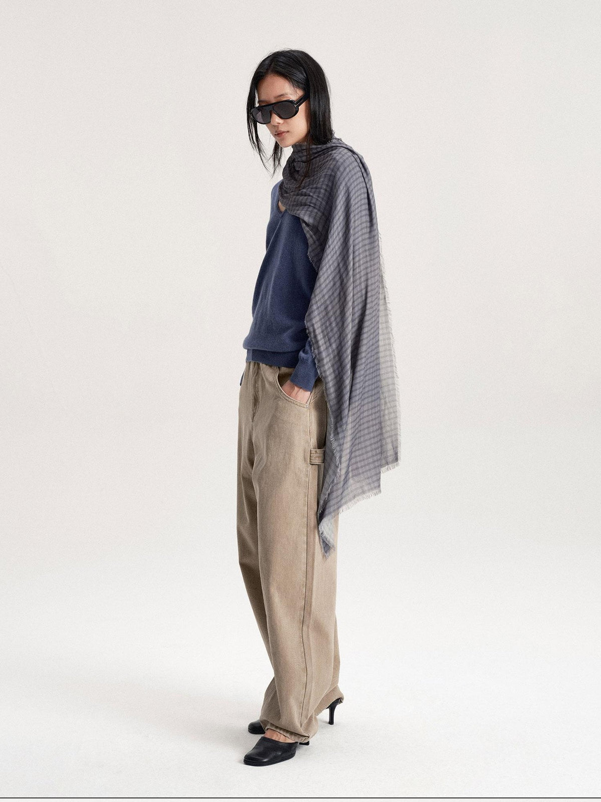 LYUOCHENG Washed Low Waist Button Cotton Women&