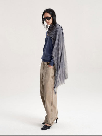 LYUOCHENG Washed Low Waist Button Cotton Women&
