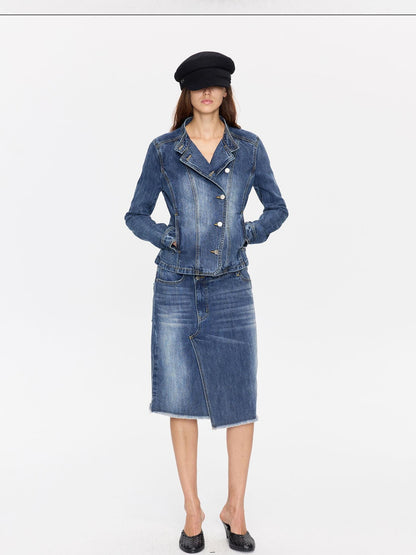 LYUOCHENG Washed Slub Asymmetrical Low Rise Women&