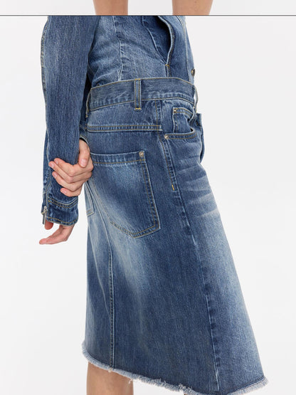 LYUOCHENG Washed Slub Asymmetrical Low Rise Women&