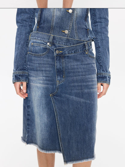 LYUOCHENG Washed Slub Asymmetrical Low Rise Women&
