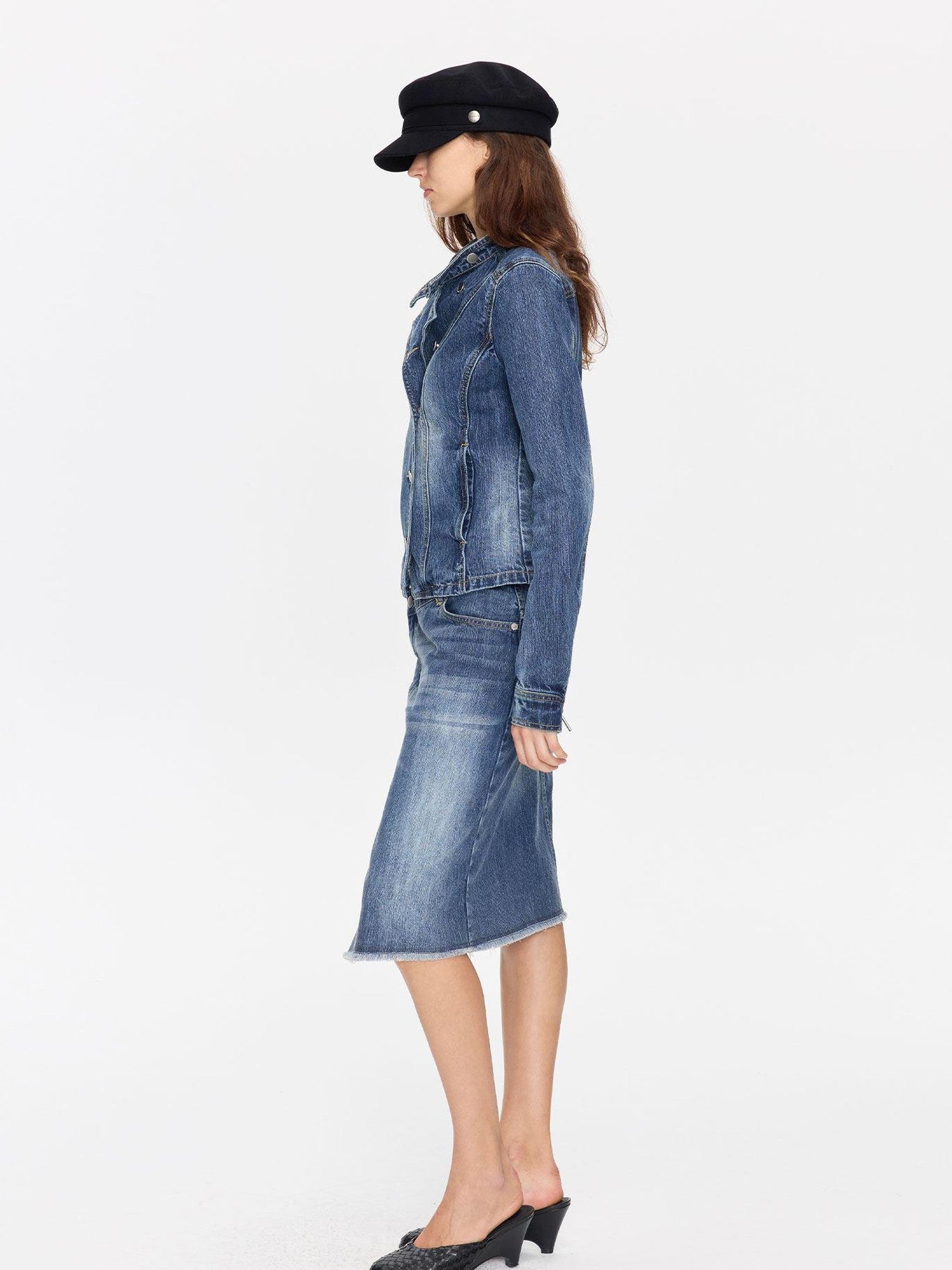 LYUOCHENG Washed Slub Asymmetrical Low Rise Women&