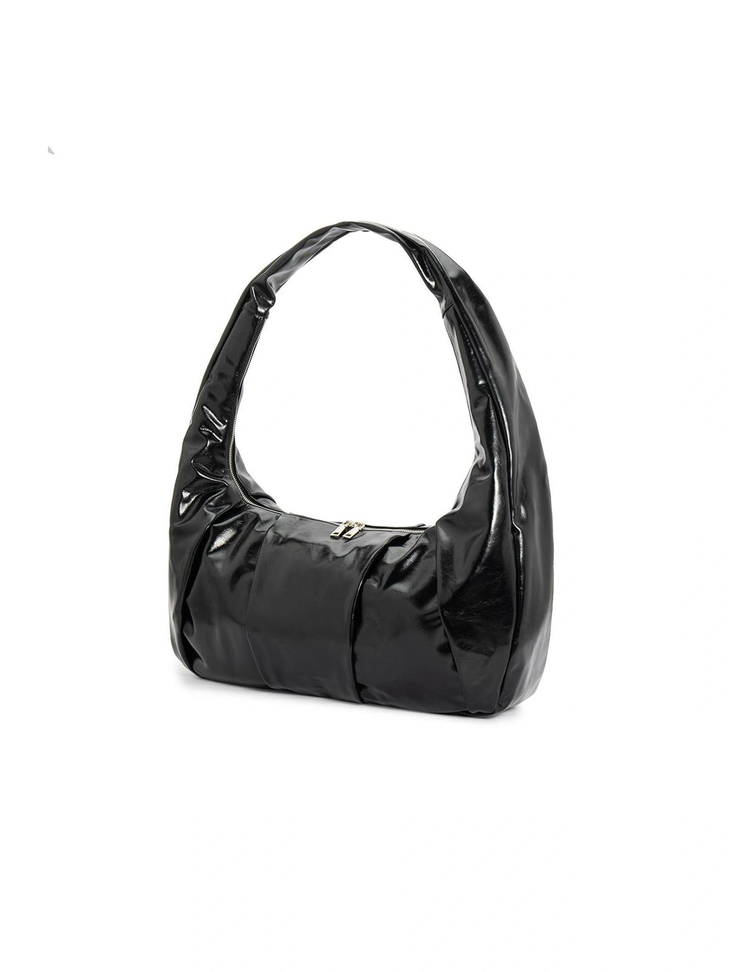 LYUOCHENG Waxy Leather Crescent Shoulder Bag
