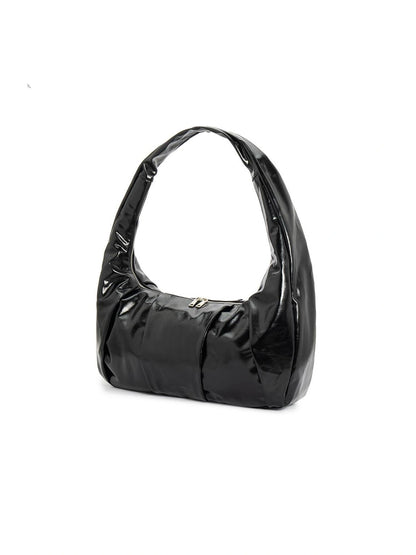 LYUOCHENG Waxy Leather Crescent Shoulder Bag