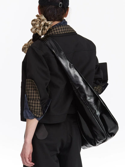 LYUOCHENG Waxy Leather Crescent Shoulder Bag