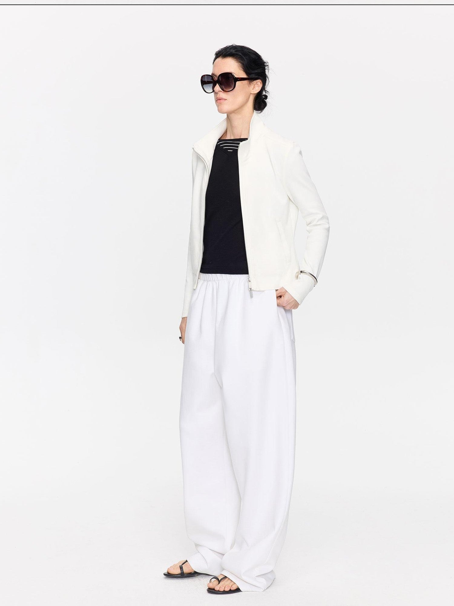LYUOCHENG White Airy Casual Straight Hem Women&
