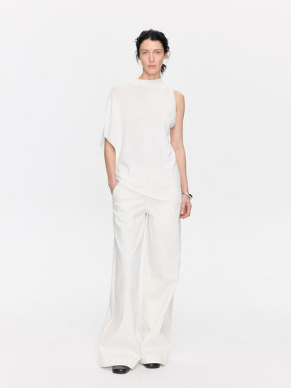 LYUOCHENG White Slight Flare Natural Waist Stretch Women&