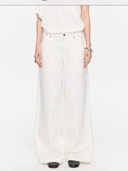 LYUOCHENG White Slight Flare Natural Waist Stretch Women&