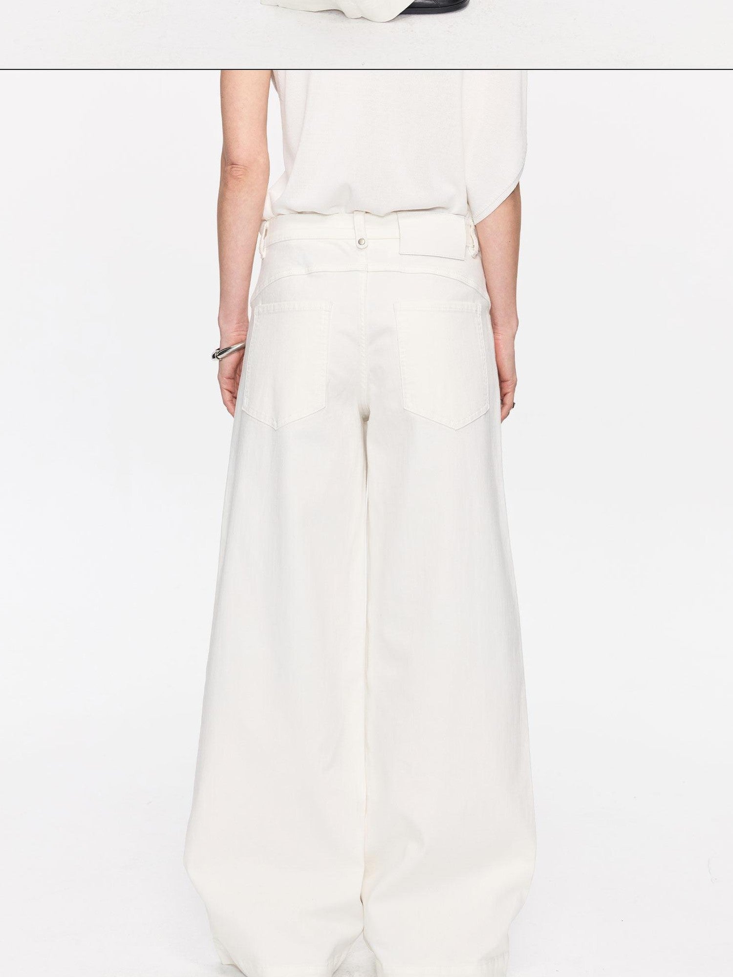 LYUOCHENG White Slight Flare Natural Waist Stretch Women&