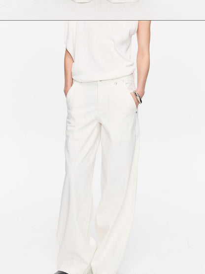 LYUOCHENG White Slight Flare Natural Waist Stretch Women&