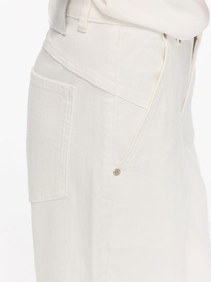 LYUOCHENG White Slight Flare Natural Waist Stretch Women&