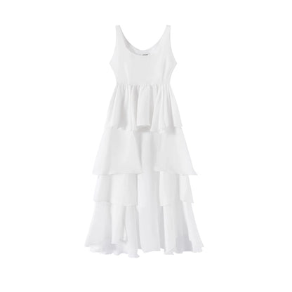 LYUOCHENG_White_Tencel_Cold_Shoulder_Ruffle_Hem_Asymmetrical_Slip_Dress_MISSTT