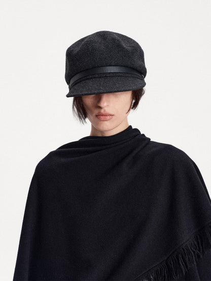 LYUOCHENG Wide Brim Flat Top Wool Women&