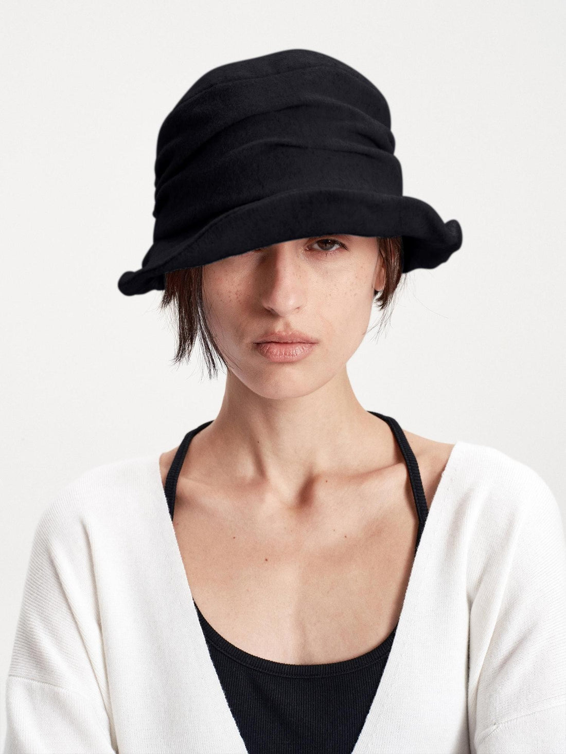 LYUOCHENG Wide Brim Pleated Folded Brim Vintage Classic Women&