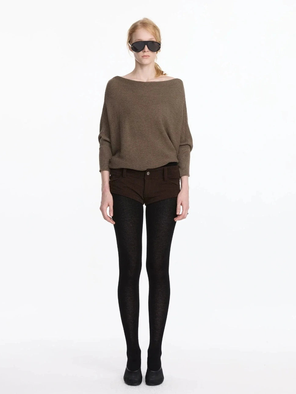 LYUOCHENG Wide Neck Batwing Sleeve Knit Top