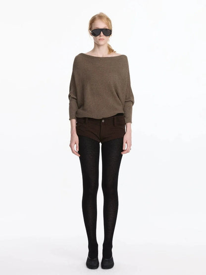 LYUOCHENG Wide Neck Batwing Sleeve Knit Top