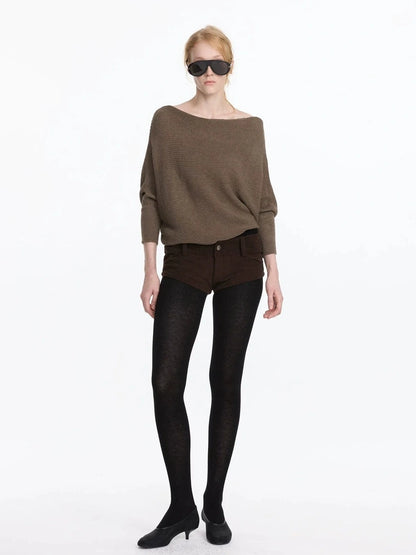 LYUOCHENG Wide Neck Batwing Sleeve Knit Top