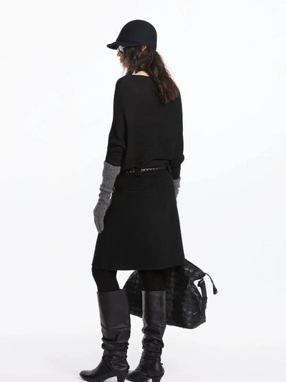 LYUOCHENG Wide Neck Batwing Sleeve Knit Top