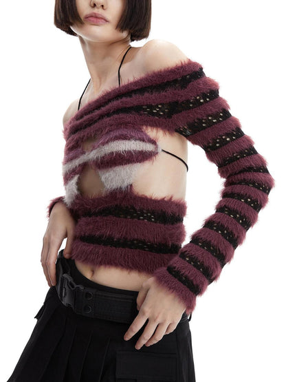 LYUOCHENG Wine Red Knitted Colorblock Lace Up Women&