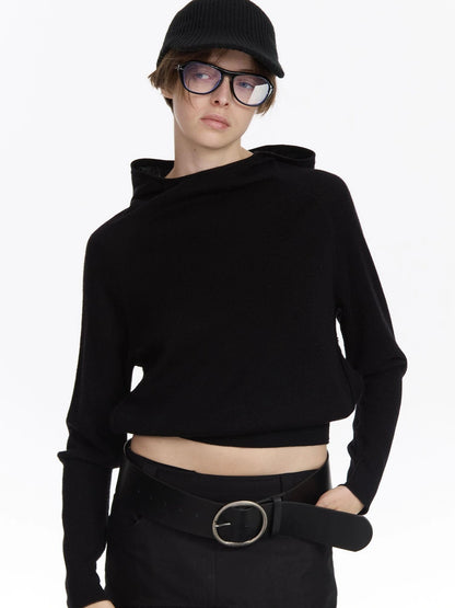 LYUOCHENG Wool Blend Hooded Knit Sweater