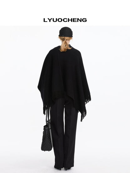 LYUOCHENG Wool Fringe Shawl Wrap