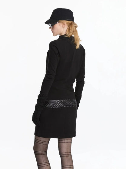 LYUOCHENG Y Drape Layered Knit V-neck T-shirt Long Sleeve