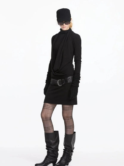 LYUOCHENG Y Drape Layered Knit V-neck T-shirt Long Sleeve