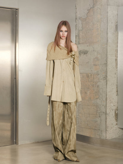 UpdateNN NORTH NODE Off Shoulder Shirt With Detachable Belt