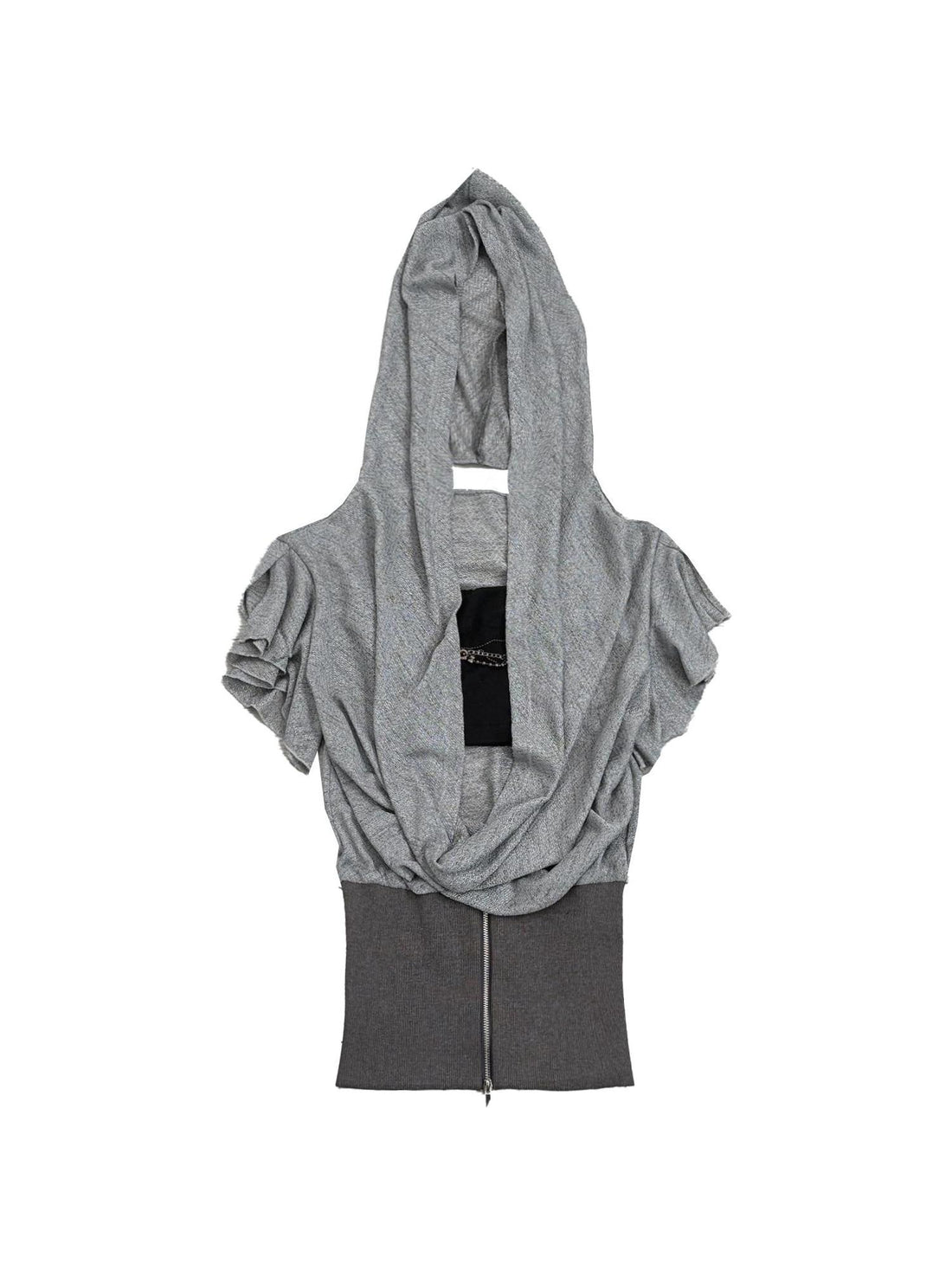 DoublePunch Lace-Up Batwing Sleeve Hollow Knit Cropped T-Shirt