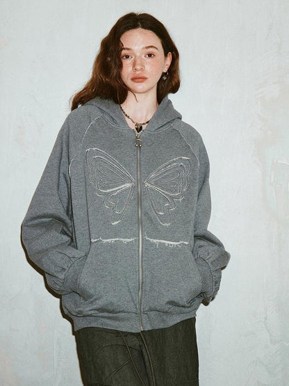 DIDDI MODA Lace Bow Gray Hoodie