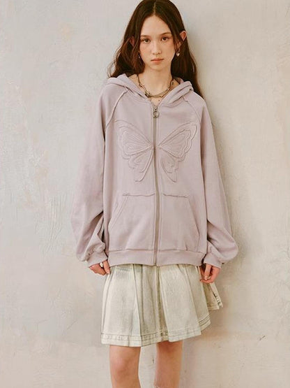 DIDDI MODA Lace Bow Gray Hoodie