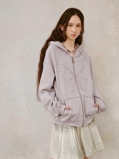 DIDDI MODA Lace Bow Gray Hoodie
