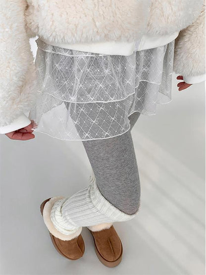 Lace Bow Layered Ruffle Tiered A-Line Mini Skirt