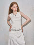 DIDDI MODA Lace Cutout Patchwork Asymmetric Slim Twist Front Summer Vest