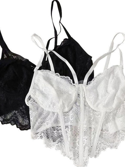 WSW WUSHENWU Lace Desire Versatile Black White Camisole
