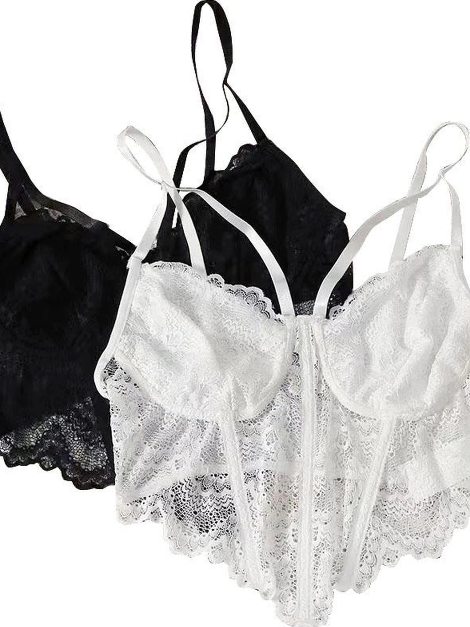 Lace Desire Versatile Black White Camisole