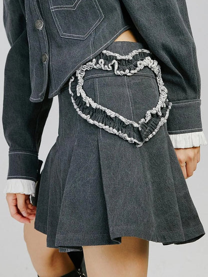 Lace Heart A Line Mini Skirt