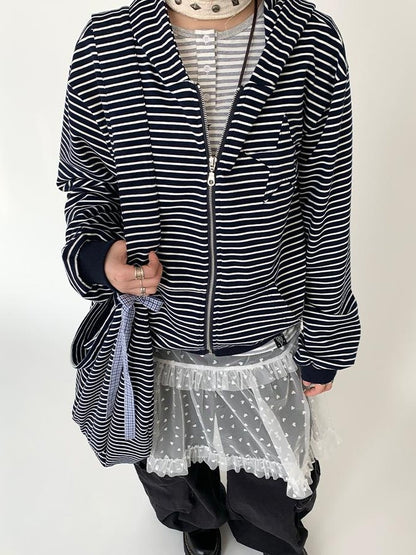 Lace Mesh Polka Dot Ruffle Elastic Waist Layered Skirt