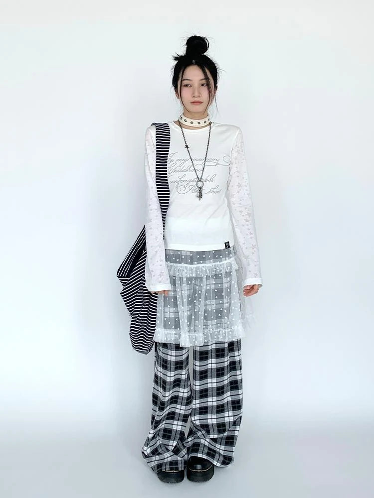 Lace Mesh Polka Dot Ruffle Elastic Waist Layered Skirt