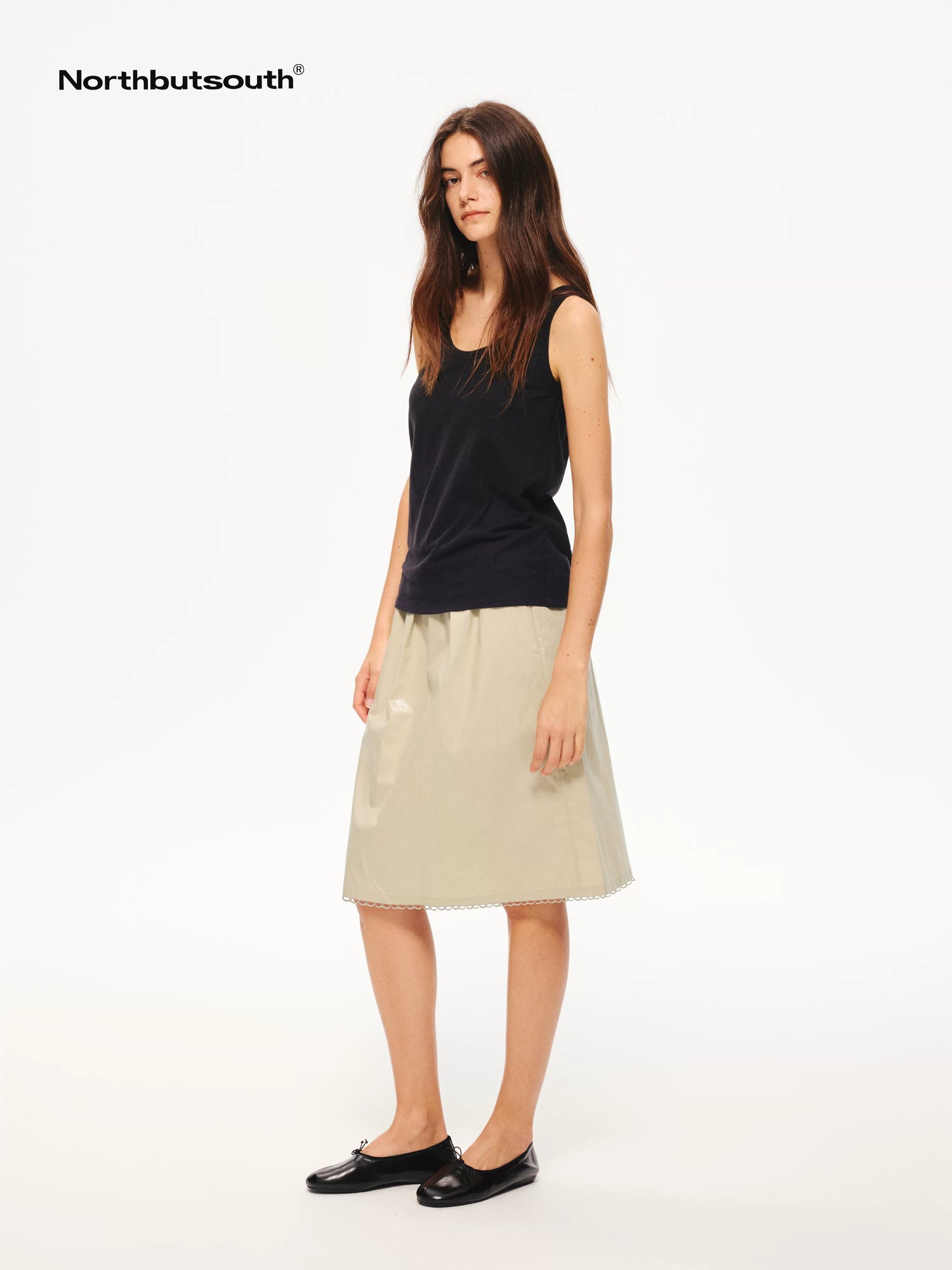 Lace Panel Pleated A Line Elastic Waist Casual Women&