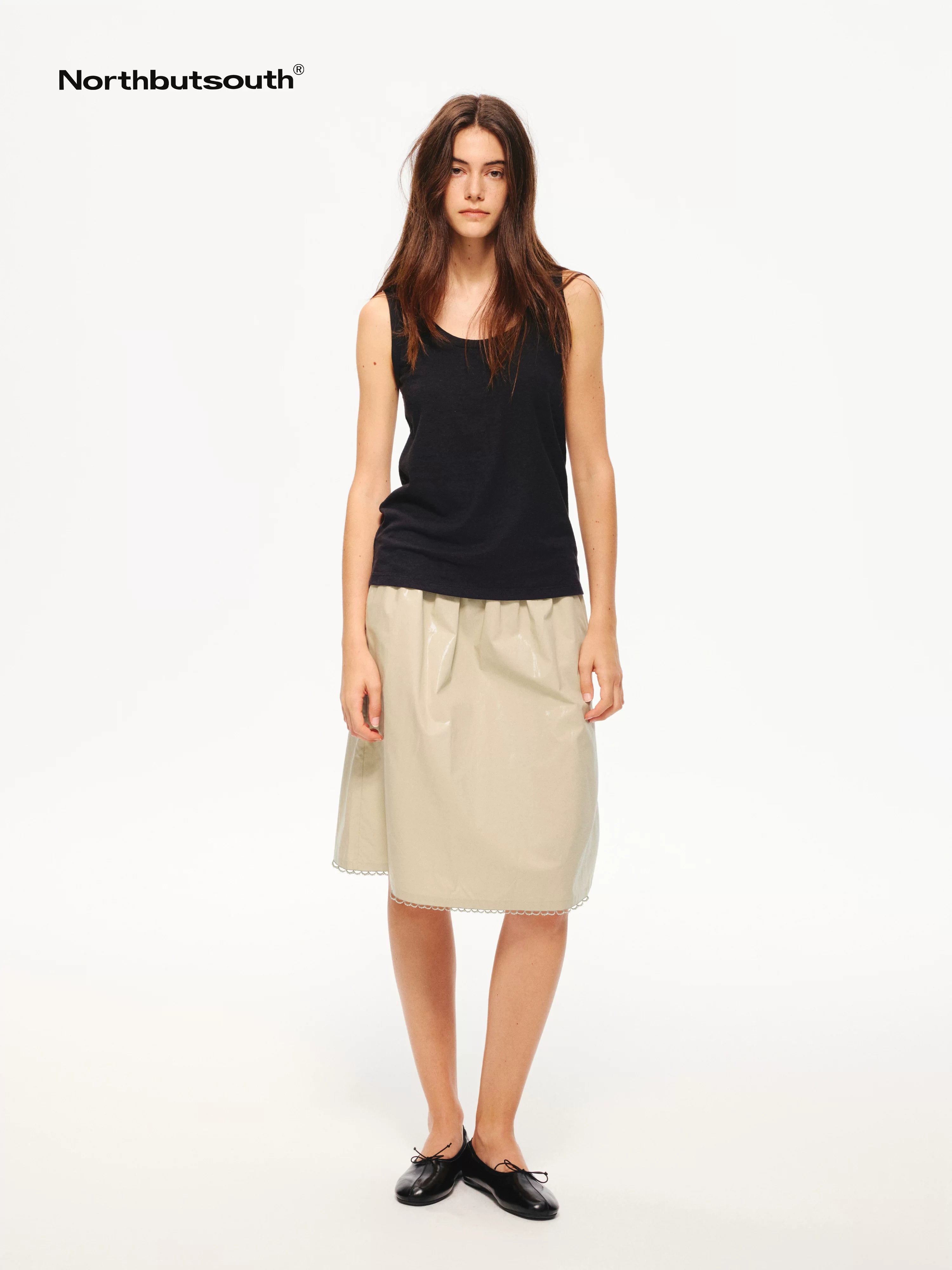 Lace Panel Pleated A Line Elastic Waist Casual Women&