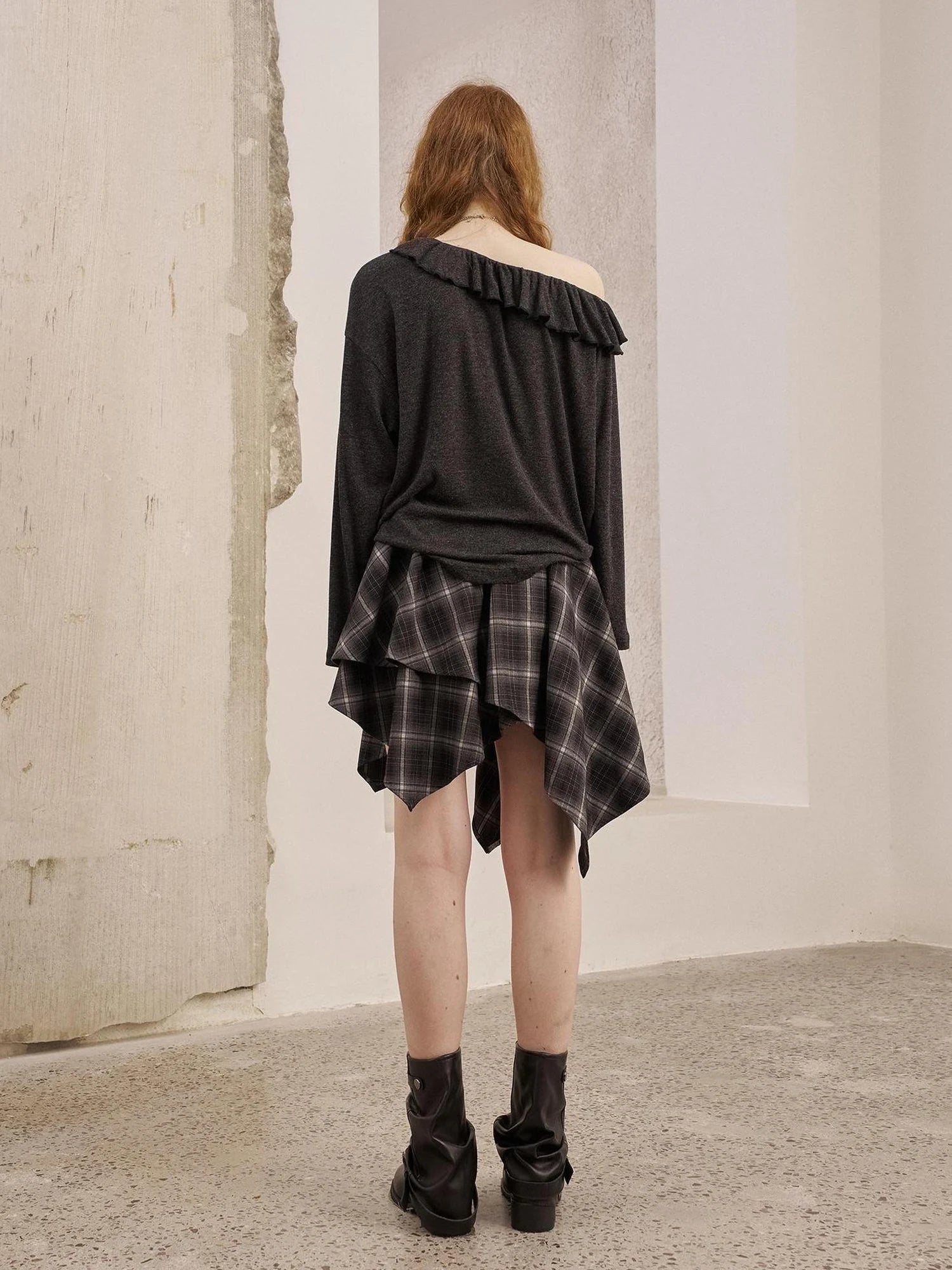 Lace Paneled Ruffle Knit Top