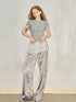 DIDDI MODA Lace Paneled Satin Cargo Pants