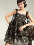 DIDDI MODA Lace Strap Floral Sundress In Black Beige