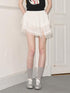 DIDDI MODA Lace Tiered Flared Skirt Irregular Hem Double Layer